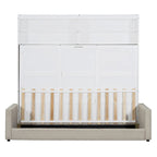 Lit escamotable convertible queen size avec canapé - Design 2-en-1 compact avec rangement intégré, mécanisme à double piston