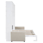 Lit escamotable convertible queen size avec canapé - Design 2-en-1 compact avec rangement intégré, mécanisme à double piston