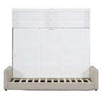 Lit escamotable convertible queen size avec canapé - Design 2-en-1 compact avec rangement intégré, mécanisme à double piston