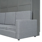 Lit escamotable convertible queen size avec canapé - Design 2-en-1 compact avec rangement intégré, mécanisme à double piston