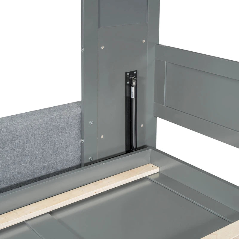 Lit escamotable convertible queen size avec canapé - Design 2-en-1 compact avec rangement intégré, mécanisme à double piston