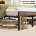 Lit plateforme Queen Size avec tête de lit inclinée et LED