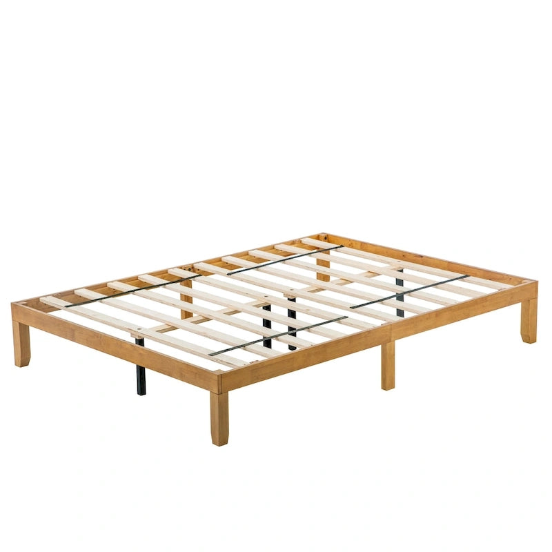 Queen Size Wooden Platform Bed with Strong Wood Slat Support for Bedroom