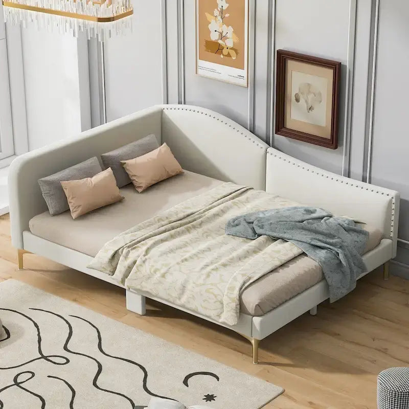 Lit de repos rembourré moderne avec accoudoir et têtière