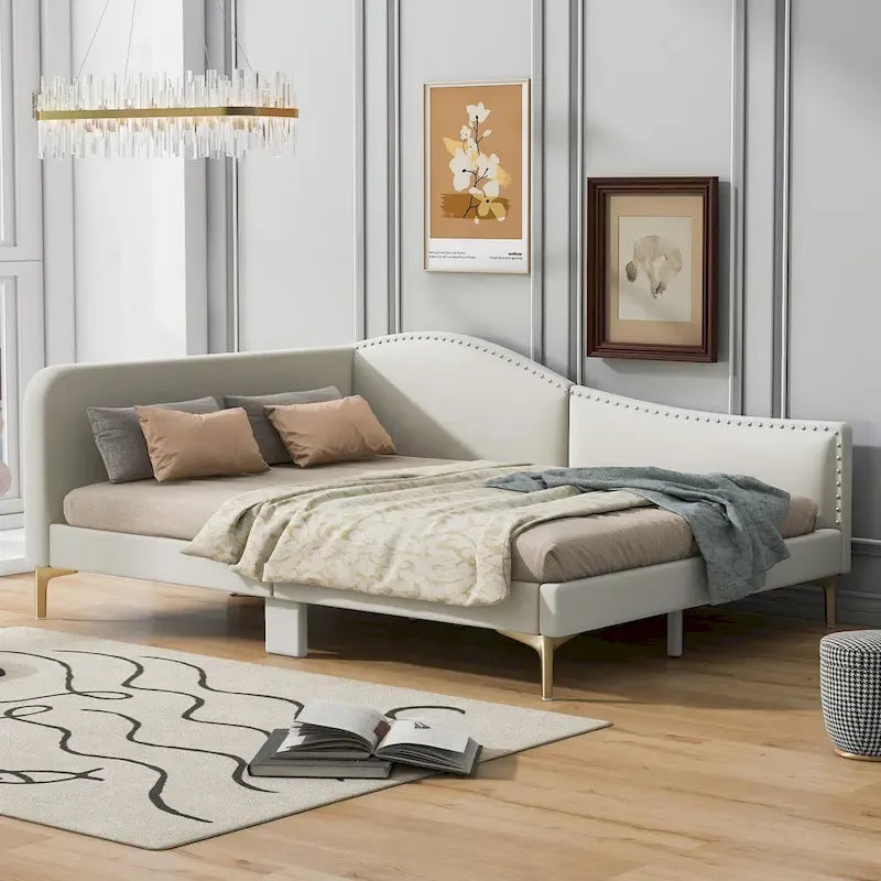 Lit de repos rembourré moderne avec accoudoir et têtière