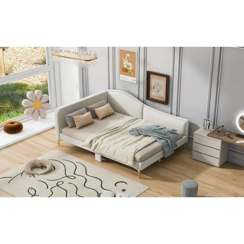 Lit de repos rembourré moderne avec accoudoir et têtière