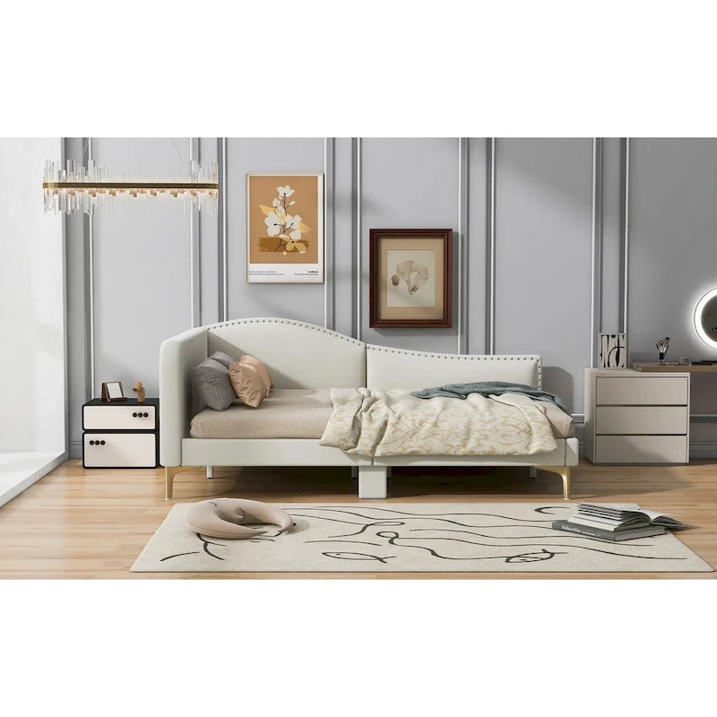 Lit de repos rembourré moderne avec accoudoir et têtière