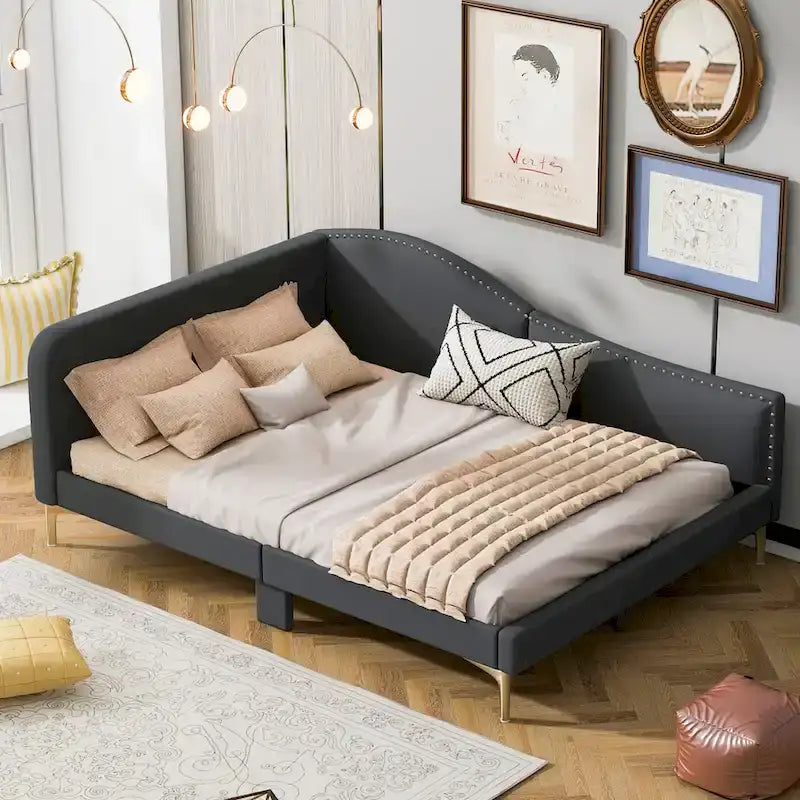 Lit de repos rembourré moderne avec accoudoir et têtière