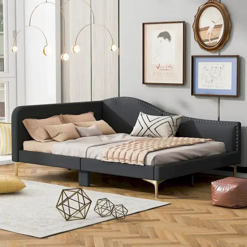 Lit de repos rembourré moderne avec accoudoir et têtière
