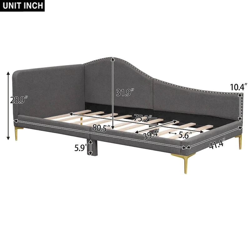 Lit de repos rembourré moderne avec accoudoir et têtière