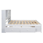 Modern Wooden Platform Bed with Storage Headboard and 8 Drawers for Bedroom