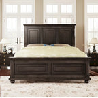 Brown King Size Traditional Pinewood Bed with Wooden Slats Support