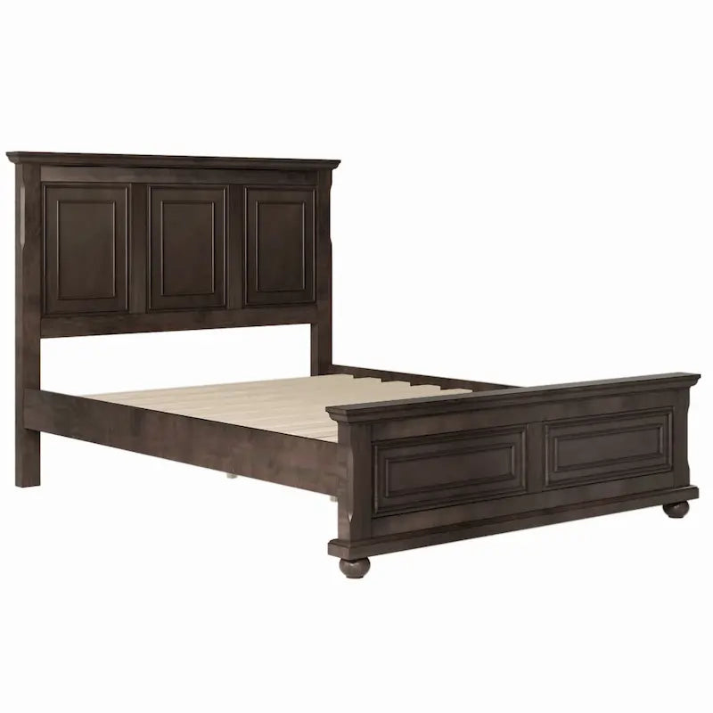 Brown King Size Traditional Pinewood Bed with Wooden Slats Support