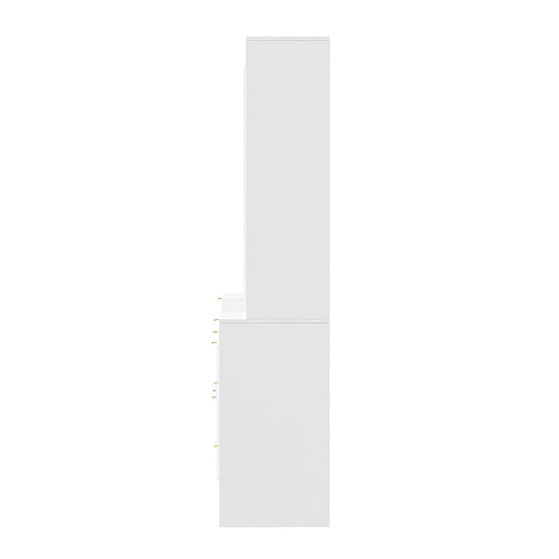 White 112.5 Entertainment Wall Unit with 13 Shelves, 8 Drawers and 2 Cabinets for TVs Up to 70