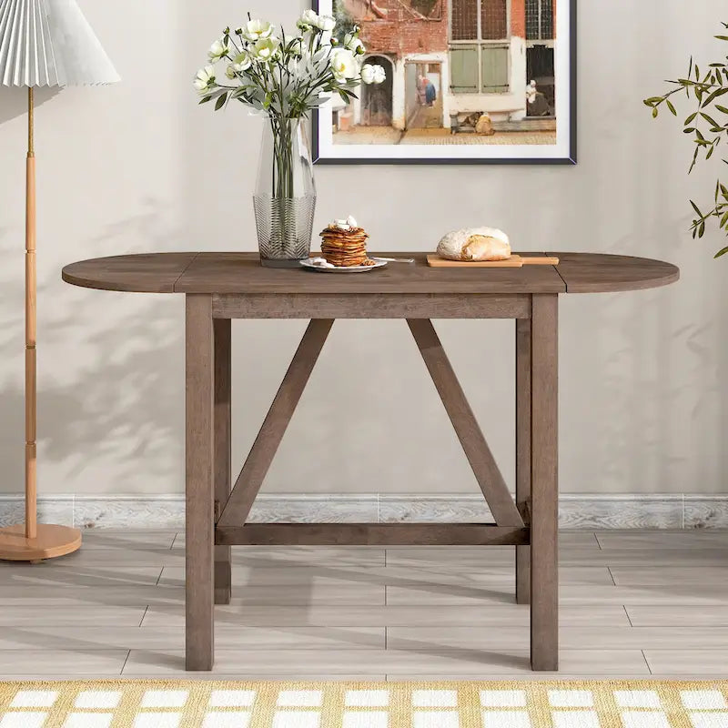 3-Piece Rustic Dining Set with Drop Leaf & 2 Chairs