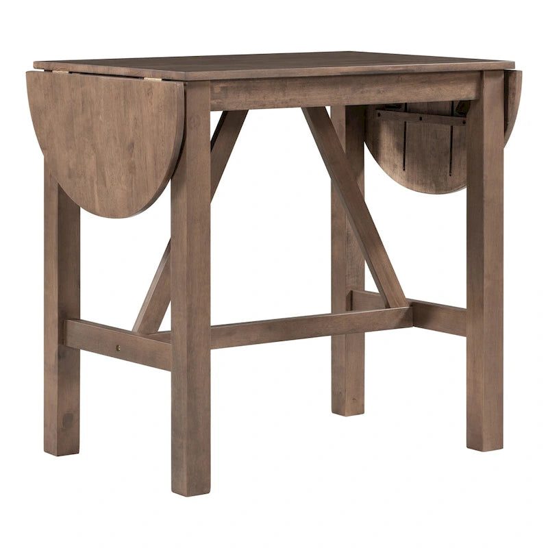 3-Piece Rustic Dining Set with Drop Leaf & 2 Chairs
