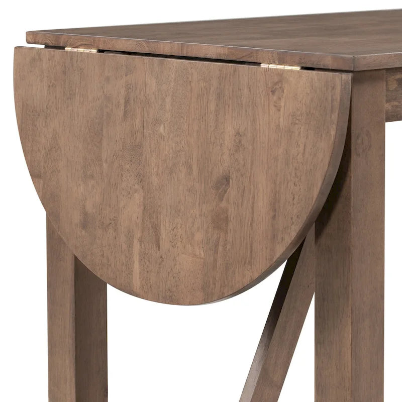 3-Piece Rustic Dining Set with Drop Leaf & 2 Chairs