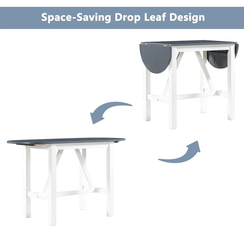 3-Piece Rustic Dining Set with Drop Leaf & 2 Chairs