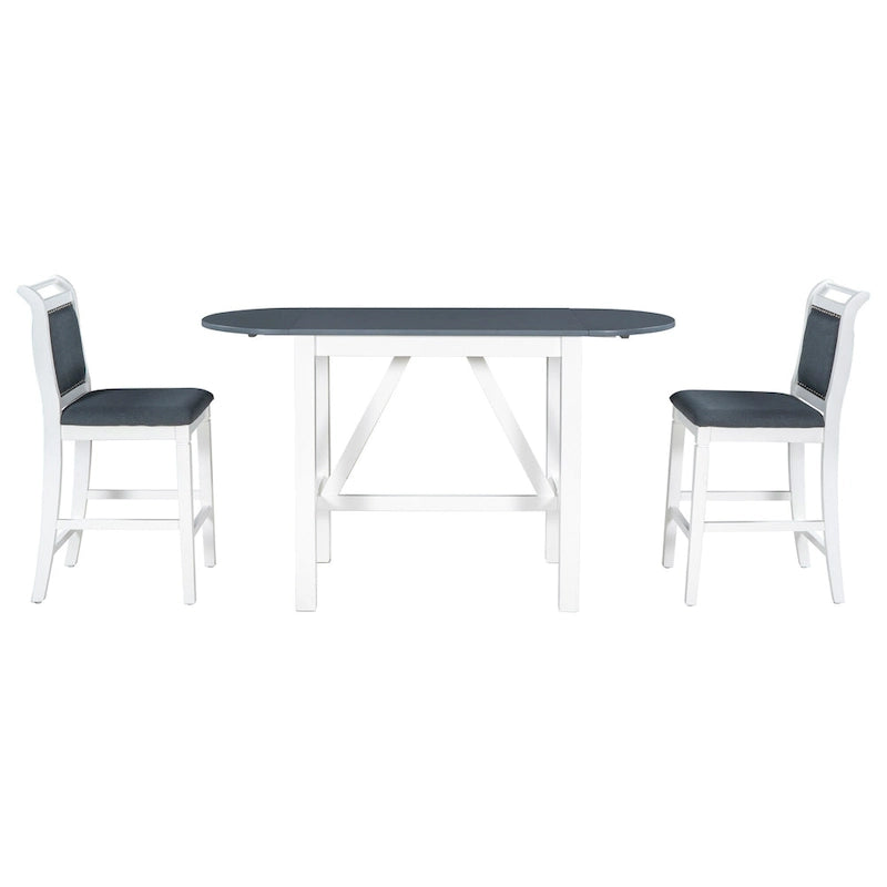 3-Piece Rustic Dining Set with Drop Leaf & 2 Chairs