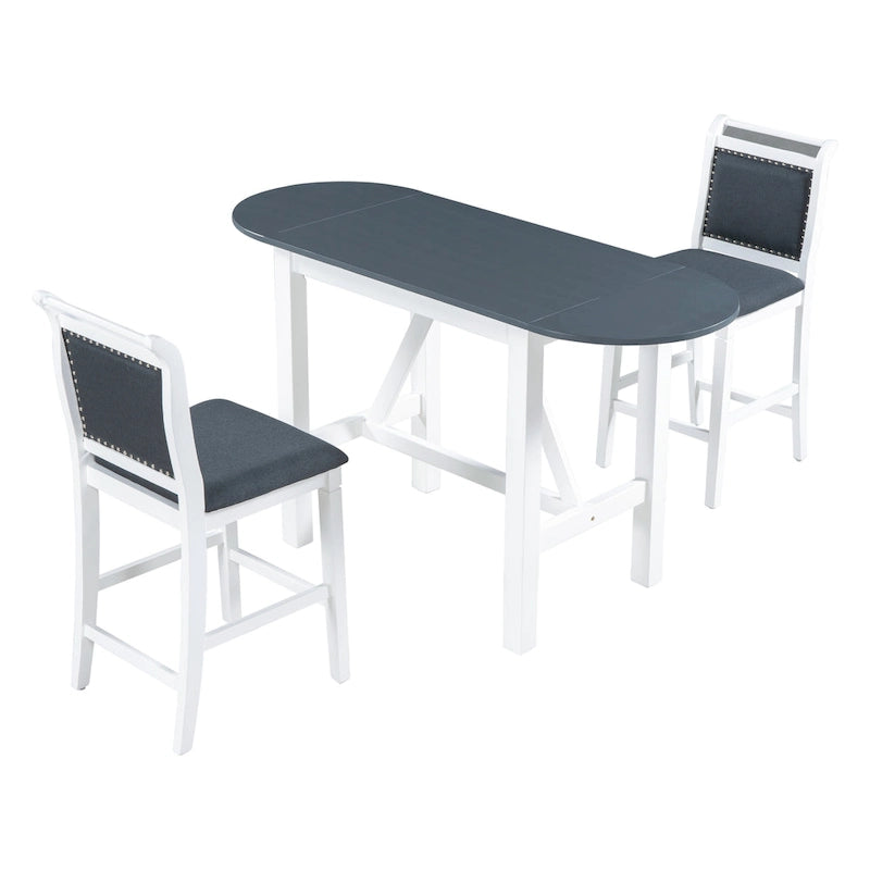 3-Piece Rustic Dining Set with Drop Leaf & 2 Chairs