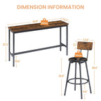 Rustic 4-Piece Dining Set with Rectangular Table & 3 PU Leather Bar Chairs