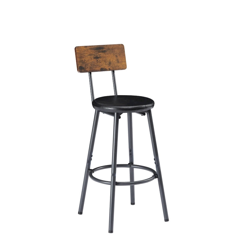 Rustic 4-Piece Dining Set with Rectangular Table & 3 PU Leather Bar Chairs