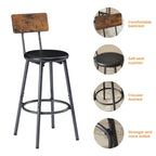 Rustic 4-Piece Dining Set with Rectangular Table & 3 PU Leather Bar Chairs