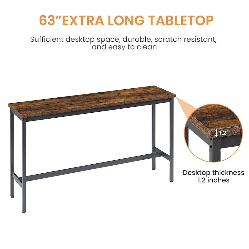 Rustic 4-Piece Dining Set with Rectangular Table & 3 PU Leather Bar Chairs