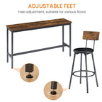 Rustic 4-Piece Dining Set with Rectangular Table & 3 PU Leather Bar Chairs