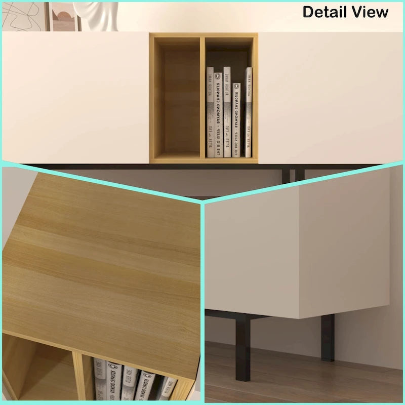 White 77 TV Console with Big Storage & Built-in Socket for TVs Up to 70