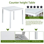 Modern 5-Piece Dining Set with Square Counter Height Table & 4 Upholstered Chairs