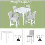 Modern 5-Piece Dining Set with Square Counter Height Table & 4 Upholstered Chairs