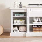 White 66 TV Stand with Large Cabinet & Adjustable Shelves for TVs Up to 65