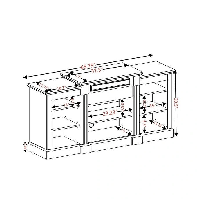 White 66 TV Stand with Large Cabinet & Adjustable Shelves for TVs Up to 65
