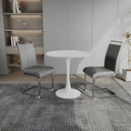 Modern 3-Piece Dining Set with Round Table & 2 High Back C-shaped Tube Chairs