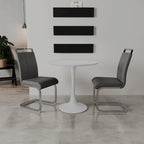 Modern 3-Piece Dining Set with Round Table & 2 High Back C-shaped Tube Chairs