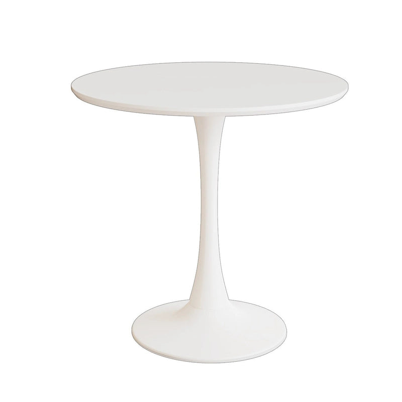 Modern 3-Piece Dining Set with Round Table & 2 High Back C-shaped Tube Chairs