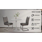 Modern 3-Piece Dining Set with Round Table & 2 High Back C-shaped Tube Chairs