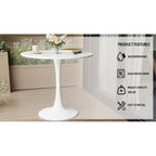 Modern 3-Piece Dining Set with Round Table & 2 High Back C-shaped Tube Chairs