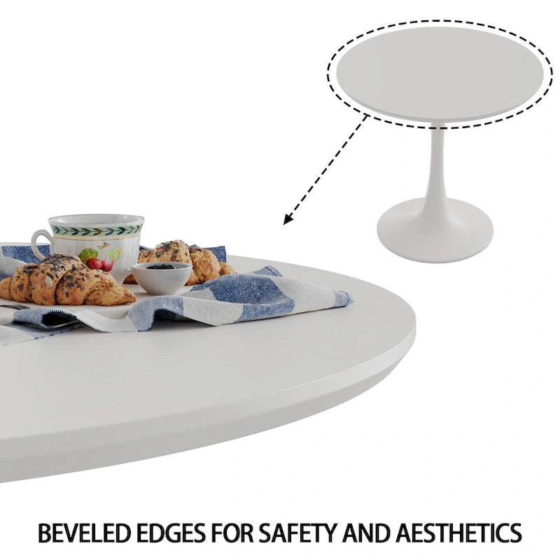 Modern 3-Piece Dining Set with Round Table & 2 High Back C-shaped Tube Chairs