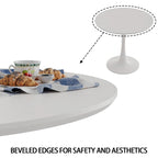 Modern 3-Piece Dining Set with Round Table & 2 High Back C-shaped Tube Chairs