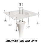 Modern 3-Piece Dining Set with Round Table & 2 High Back C-shaped Tube Chairs