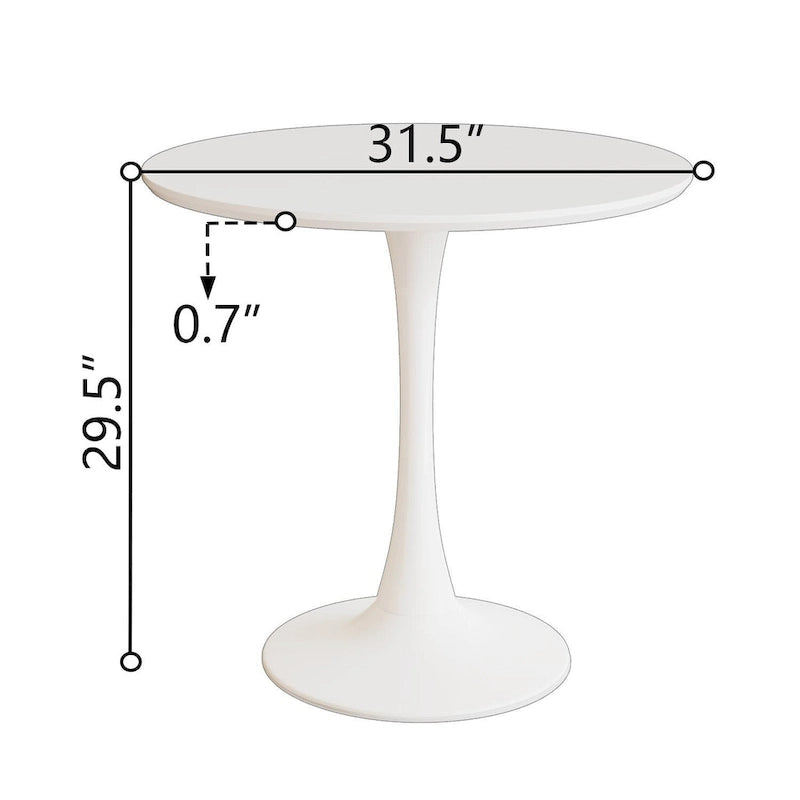 Modern 3-Piece Dining Set with Round Table & 2 High Back C-shaped Tube Chairs