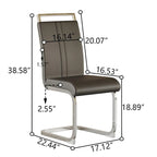Modern 3-Piece Dining Set with Round Table & 2 High Back C-shaped Tube Chairs