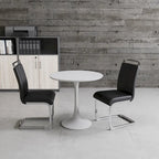 Modern 3-Piece Dining Set with Round Table & 2 High Back C-shaped Tube Chairs