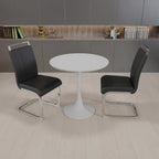 Modern 3-Piece Dining Set with Round Table & 2 High Back C-shaped Tube Chairs