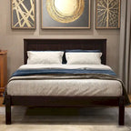 Black Twin Pine Platform Bed Frame with Headboard and Storage - No Box Spring Needed