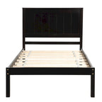 Black Twin Pine Platform Bed Frame with Headboard and Storage - No Box Spring Needed