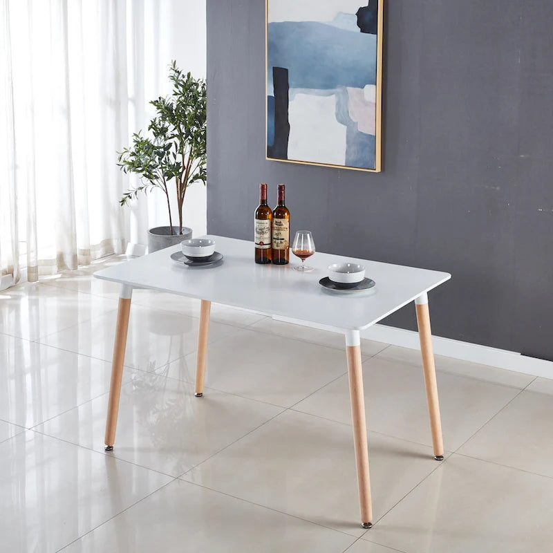 Modern 5-Piece Dining Set with Rectangular Table & 4 Transparent Chairs
