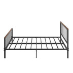 Lit plateforme Queen size en métal noir avec tête de lit